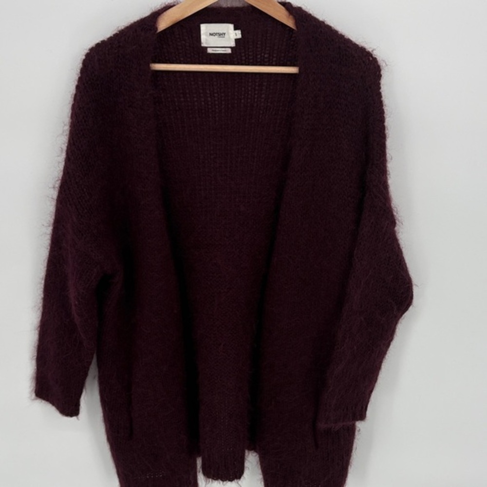 🧲Notshy mohair Deep Burgundy open Cardigan - Picture 2 of 7